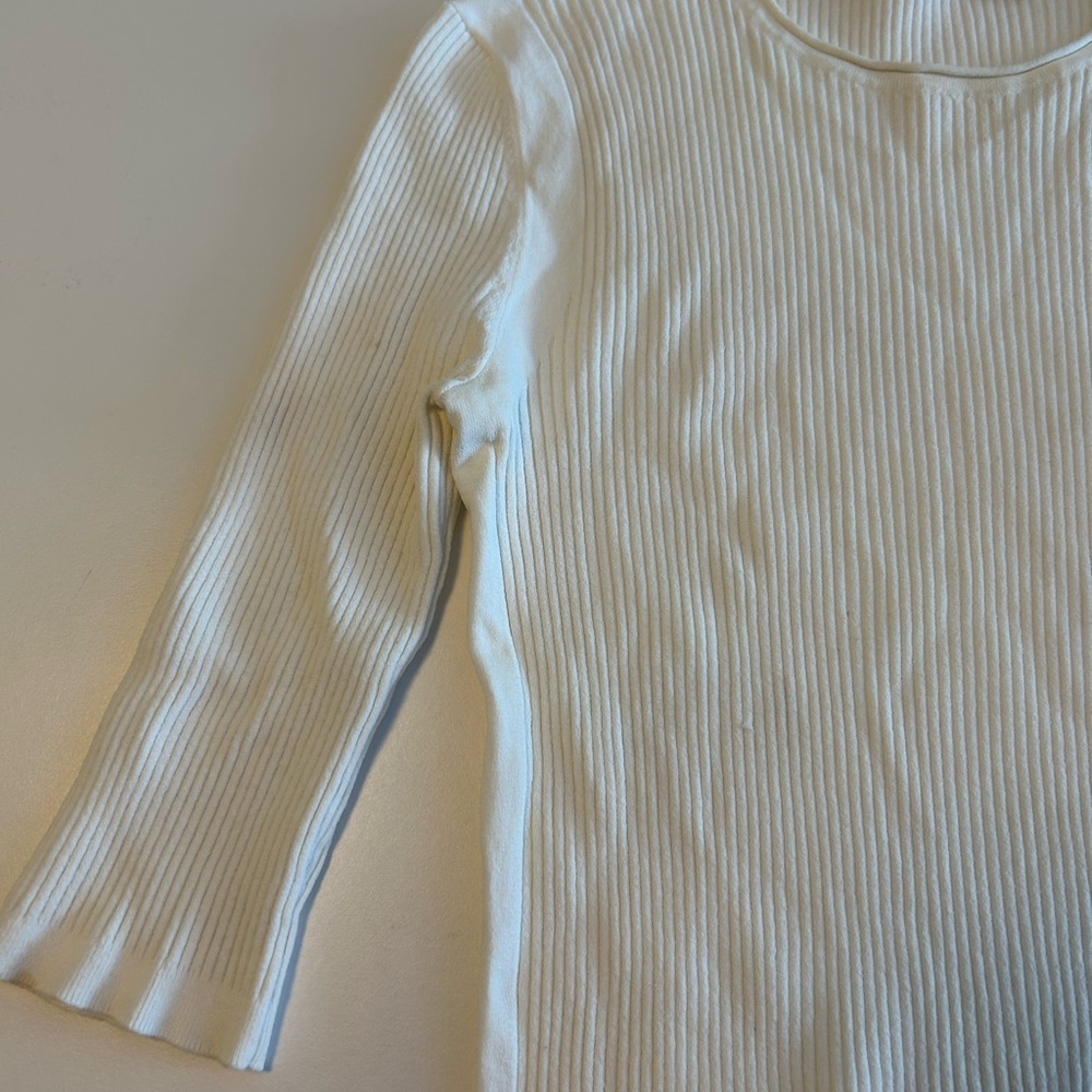 Vince Cream Ribbed Knit Top - Picture 3 of 9